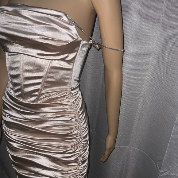 Corset Bodice Cocktail Dress. Champagne Color NWT. One size S left!. - Picture 9 of 11